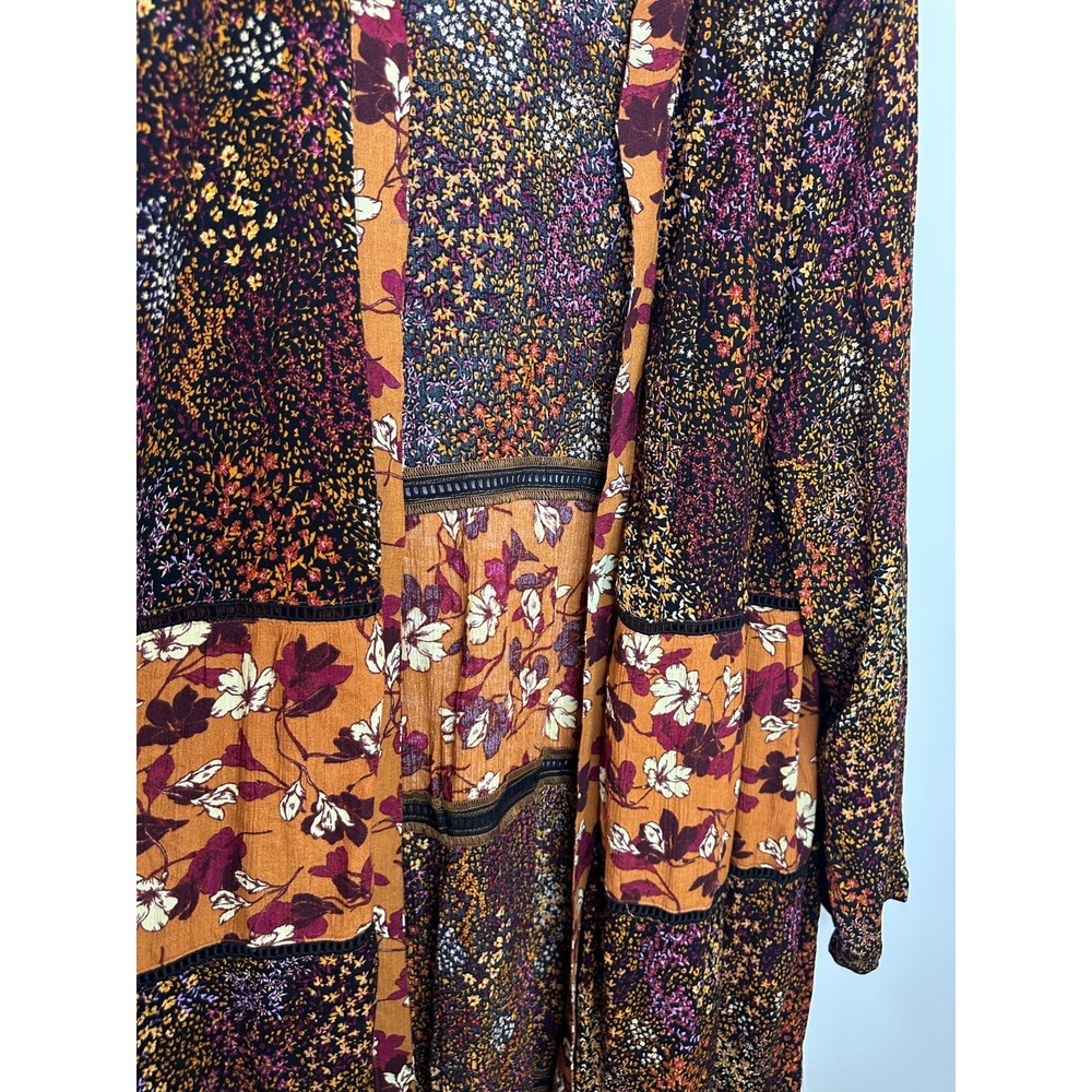 Logo by Lori Goldstein Printed Mixed Media Duster Cardigan Orange Floral Small - Picture 5 of 13